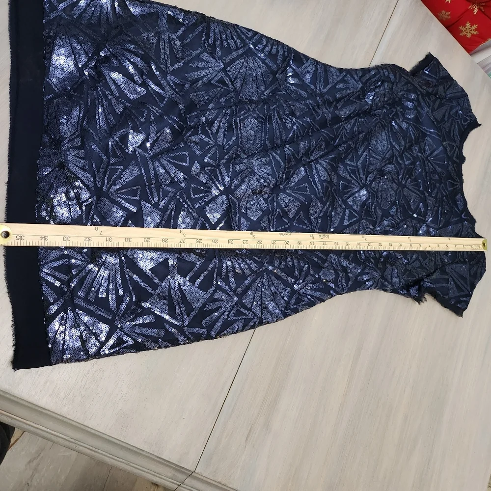 Vince Camuto Navy Sequin Dress Size 12 - Picture 12 of 14